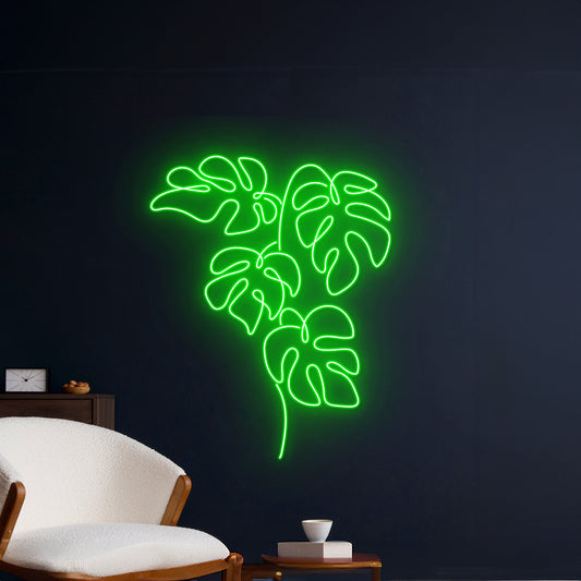 Monstera Leaf Neon Light Green Leaf Neon Sign