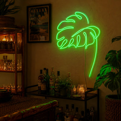 Monstera Leaf Neon Sign LED Neon Sign real lifestyle scene