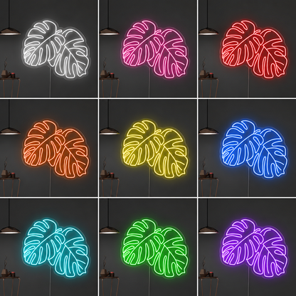 Monstera Leaf Wall Decor LED Neon Sign color grid