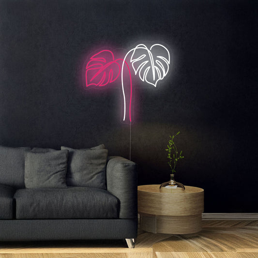 Monstera Leaves Neon Sign