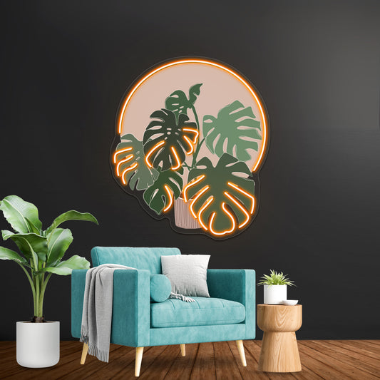 Monstera Plant Wall Artwork Neon Signs