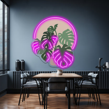 Monstera Plant Wall Artwork Neon Signs