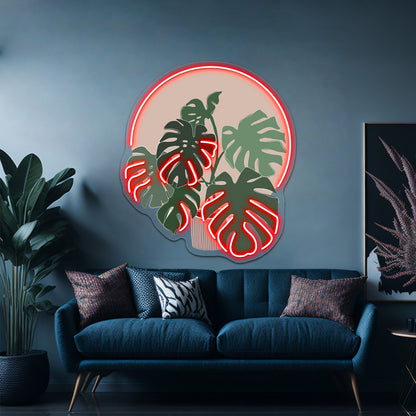 Monstera Plant Wall Artwork Neon Signs