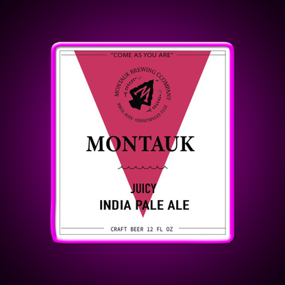 Montauk Juicy Beer Bar Decor Led Neon Sign Rgb Color - Neon sign mounted on wall in room