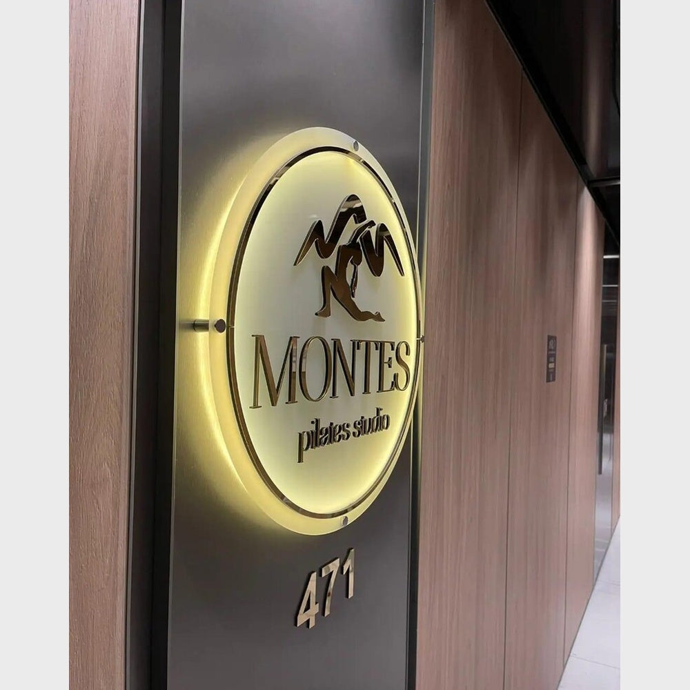 Montes Pilates Studio Acrylic Business Logo Sign