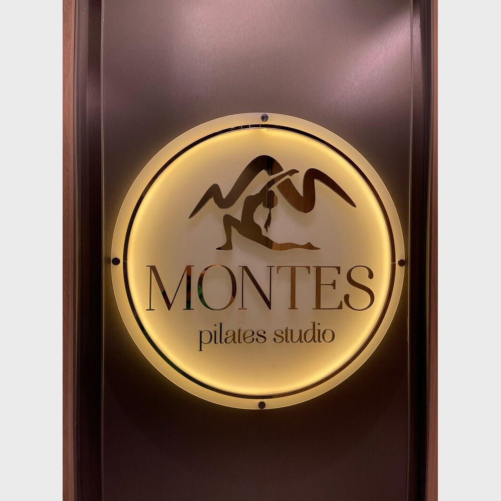 Montes Pilates Studio Acrylic Business Logo Sign - Shineneon