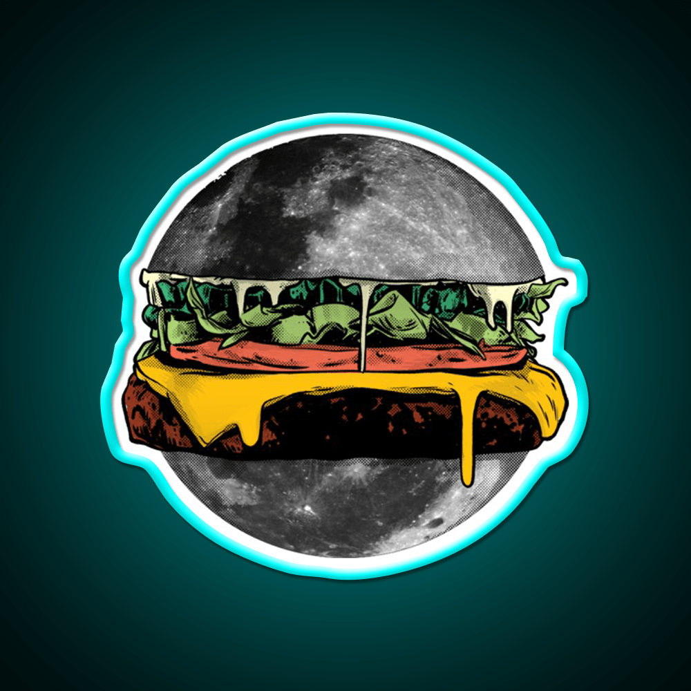 Moon Burger Fast Food Led Neon Sign For Burger Place Rgb Color - Shineneon