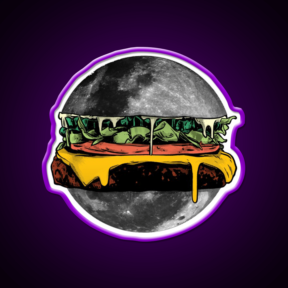 Moon Burger Fast Food Led Neon Sign For Burger Place Rgb Color - Shineneon