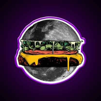 Moon Burger Fast Food Led Neon Sign For Burger Place Rgb Color - Shineneon