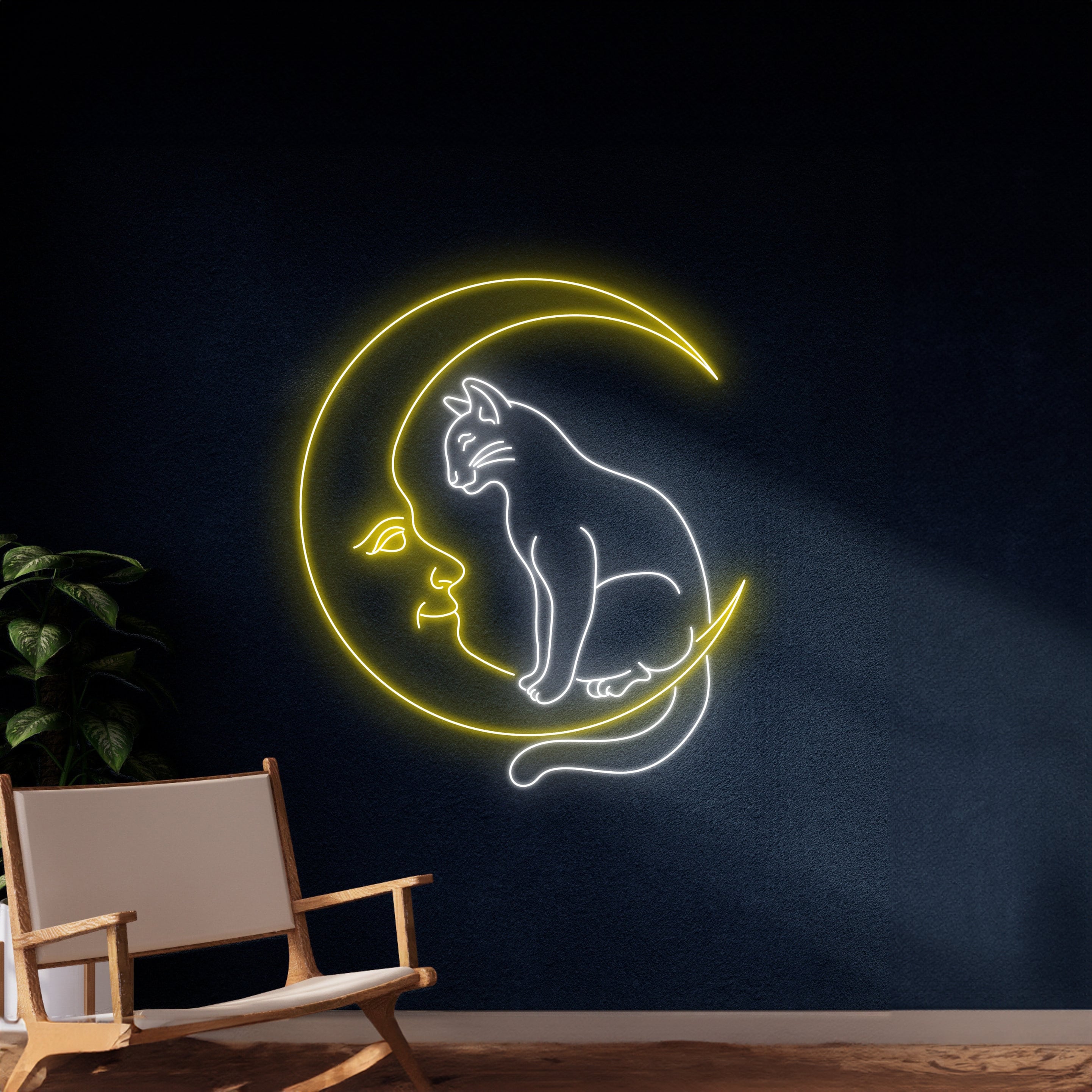 Moon Cat Neon Sign | Shineneon
