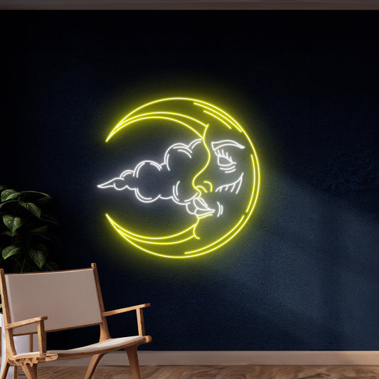 Moon Cloud Neon Sign Sky Art Room Wall Decor