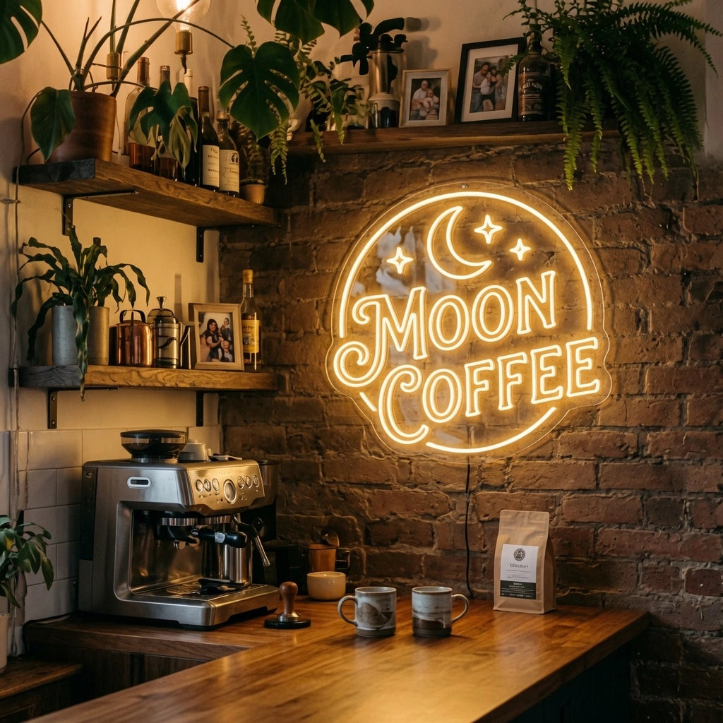 Moon Coffee LED Neon Sign - 03 Real Lifestyle Scene