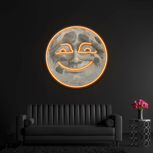 Moon Face Artwork Neon Wall Signs