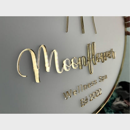 Moon Flowers Wellness Spa Acrylic Business Logo Sign - Shineneon