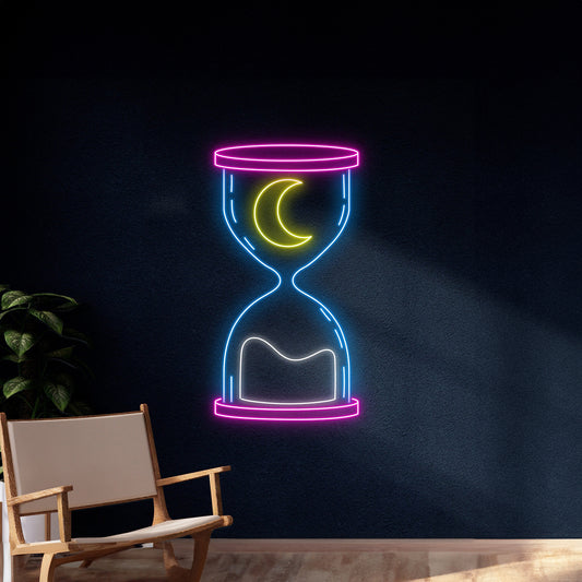 Moon Hourglass Neon Sign