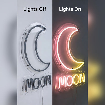 Moon LED Neon Sign Wall Decor - 06 Day Night Comparison