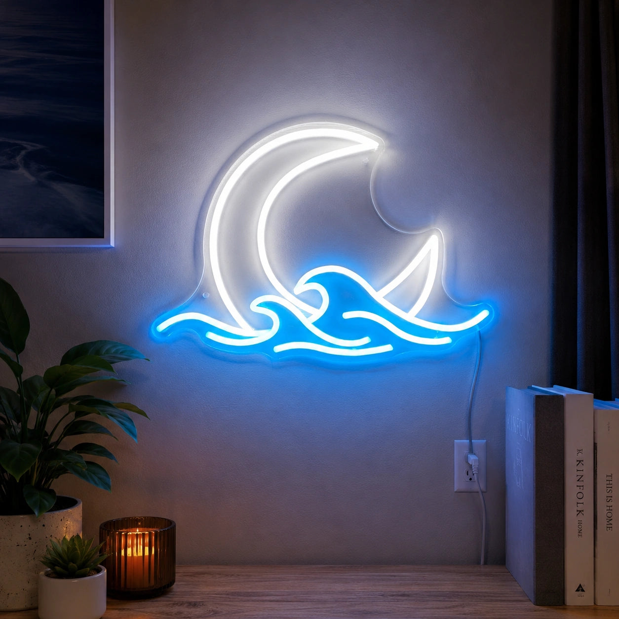 Moon Ocean Wave Neon Sign LED Neon Sign high-converting product image