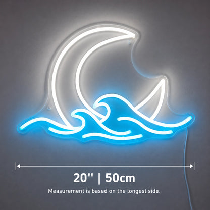 Moon Ocean Wave Neon Sign LED Neon Sign size image