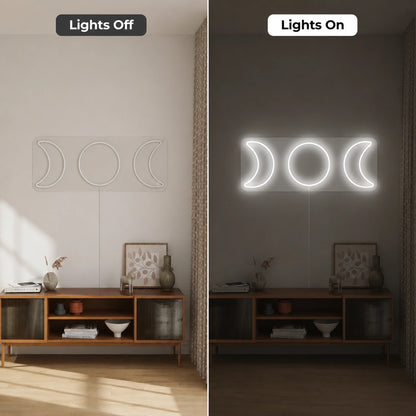 Moon Phase Wall Neon Sign LED Neon Sign day and night comparison