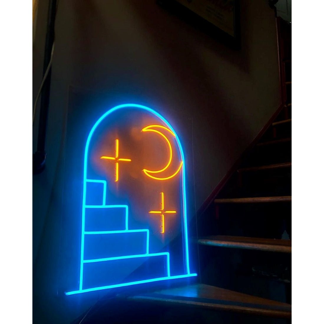 Moon Stars Stairs Art Led Sign Business Neon Sign - Shineneon
