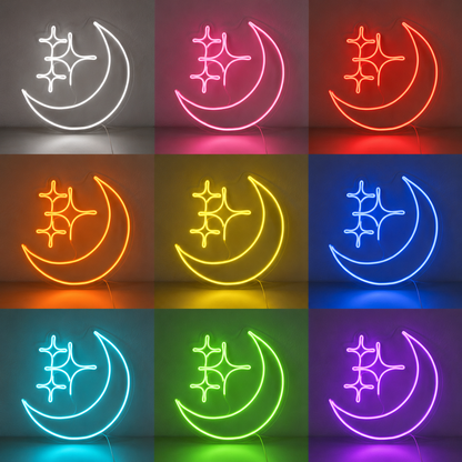 Moon Wall Decor LED Neon Sign color grid