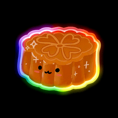 Mooncake Snack Food Led Neon Sign Rgb Color - LED neon sign close-up detail