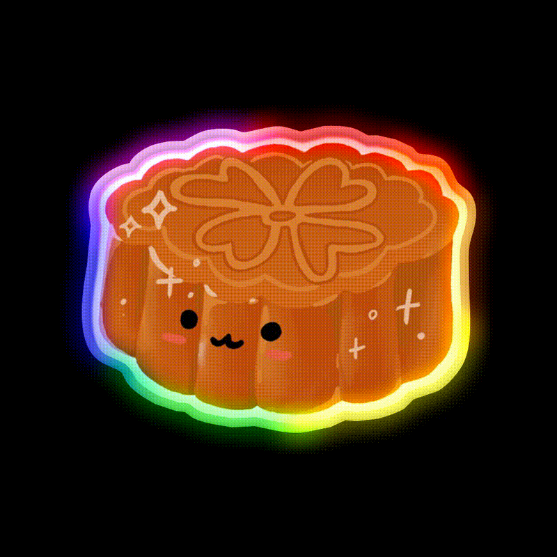 Mooncake Snack Food Led Neon Sign Rgb Color - LED neon sign close-up detail