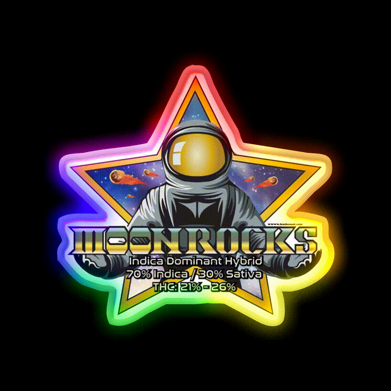 Moonrocks Strain Art Hemp Inspired Green Leaf Led Neon Sign Rgb Color - LED neon sign close-up detail