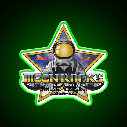 Moonrocks Strain Art Hemp Inspired Green Leaf Led Neon Sign Rgb Color - Shineneon