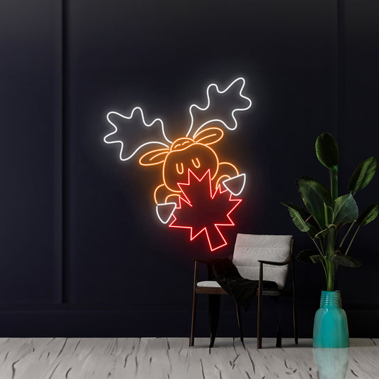 Moose And Maple Leaf Neon Sign