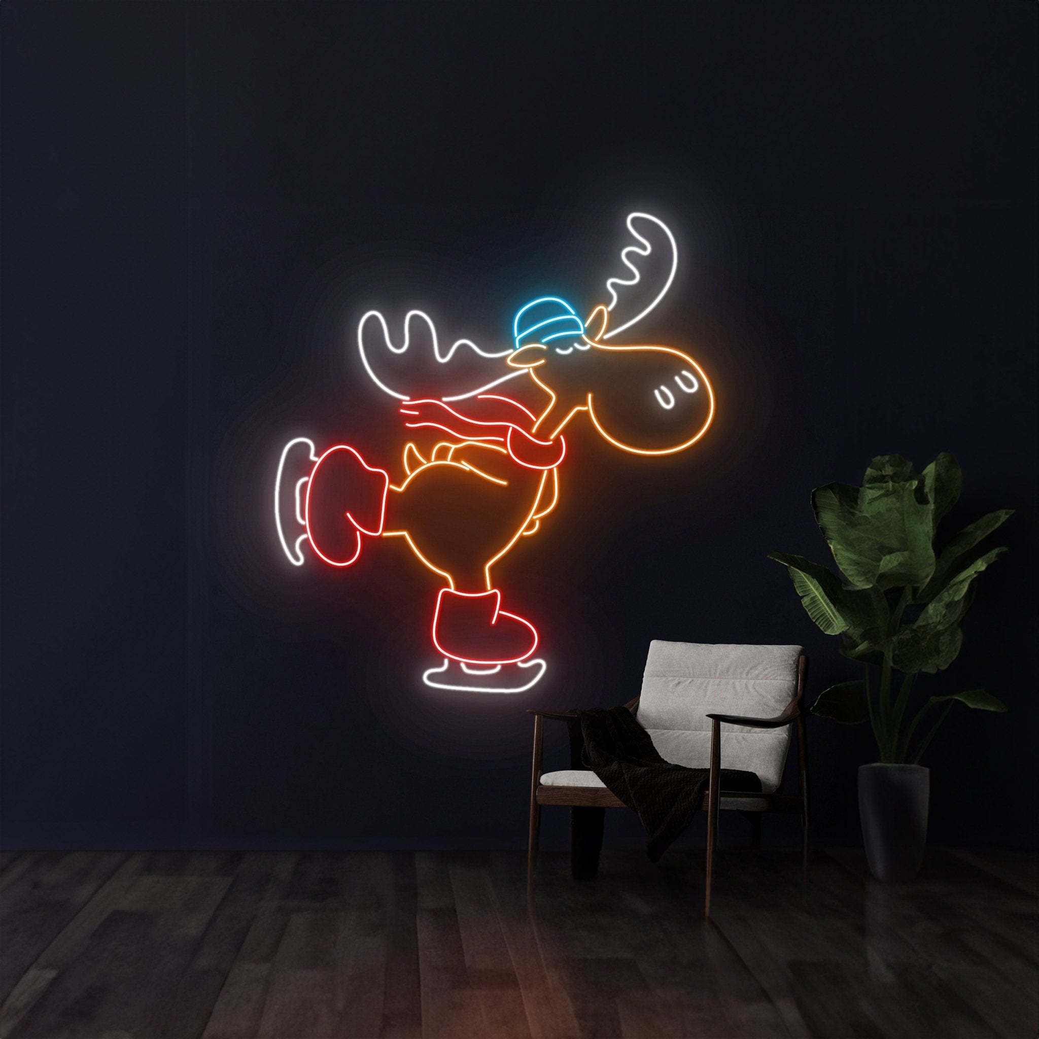 Moose Ice Skating Neon Sign - Shineneon