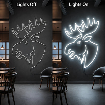 Moose Lodge Neon Sign LED Neon Sign day and night comparison