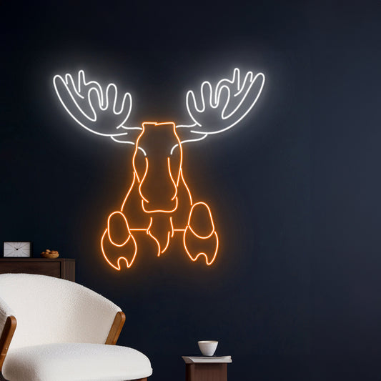 Moose Neon Sign Animal Room Wall Art Decor