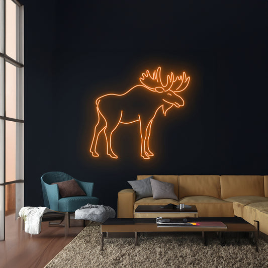 Moose Neon Sign Animal Room Wall Art Decor Wild Life Led Sign