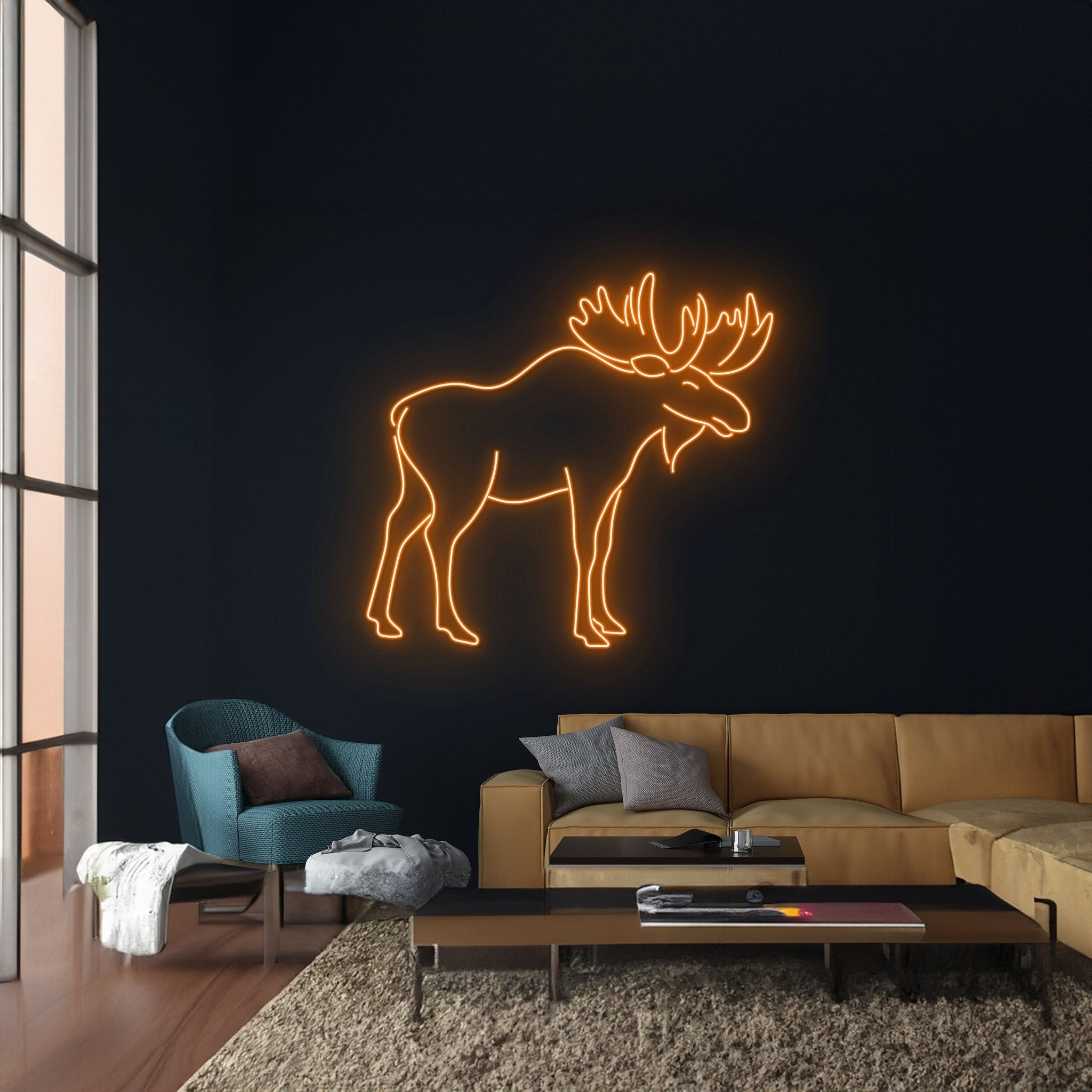 Moose Neon Sign Animal Room Wall Art Decor Wild Life Led Sign - Shineneon