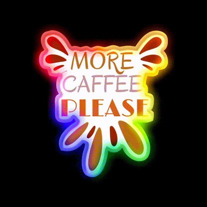 More Caffee Please Vintage Cafe Led Neon Sign Espresso Bar Art Rgb Color - LED neon sign close-up detail