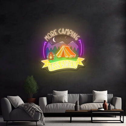 More Camping Less Stress Nature Artwork Inexpensive Custom Neon Signs - Shineneon