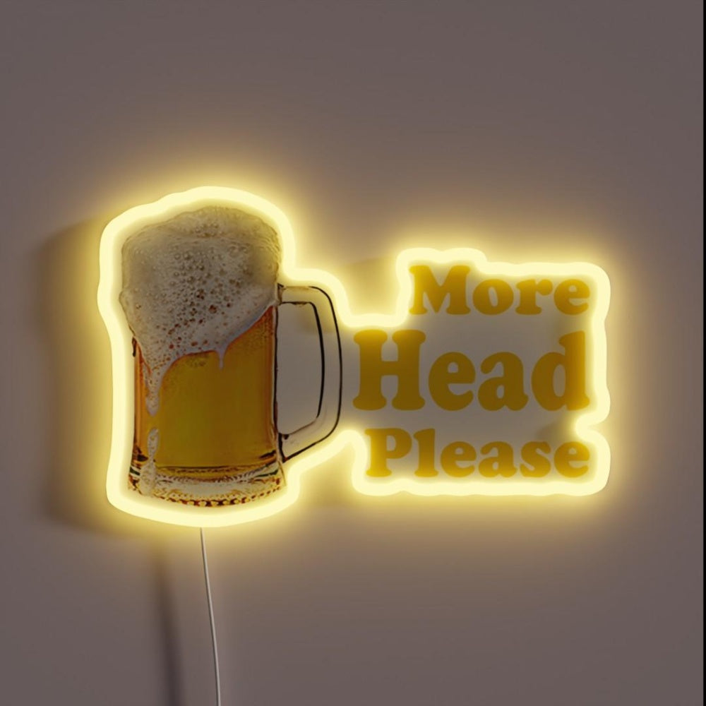 More Head Please Beer Lover Rgb Led Neon Sign - Custom LED neon sign front view
