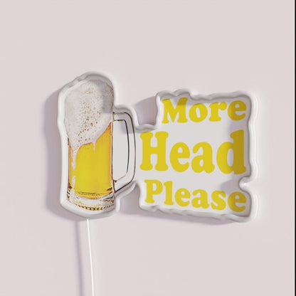 More Head Please Beer Lover Rgb Led Neon Sign - Neon sign mounted on wall in room