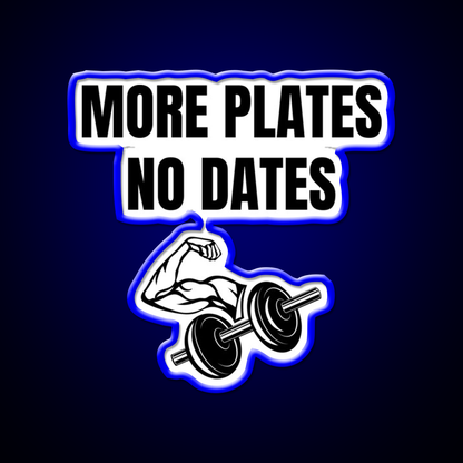 More Plates No Dates Gym Fitness Led Neon Sign For Workout Wall Rgb Color