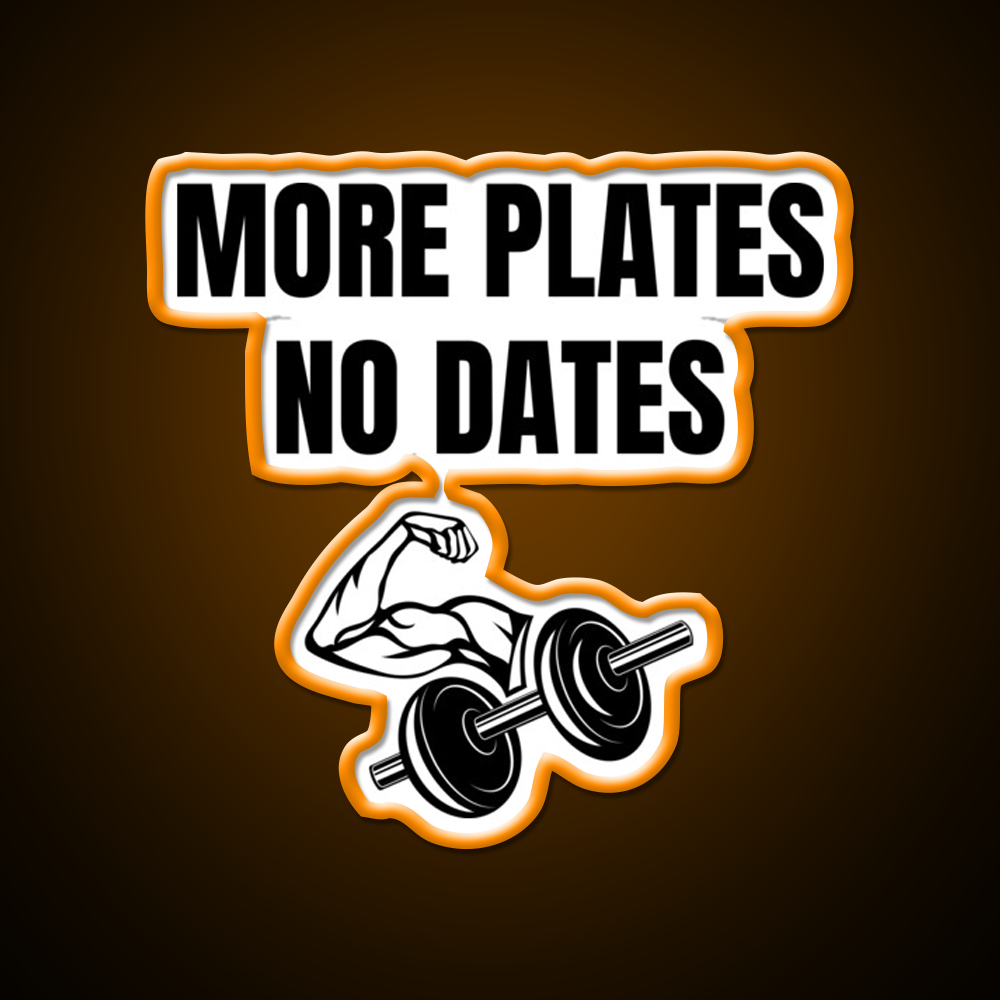 More Plates No Dates Gym Fitness Led Neon Sign For Workout Wall Rgb Color
