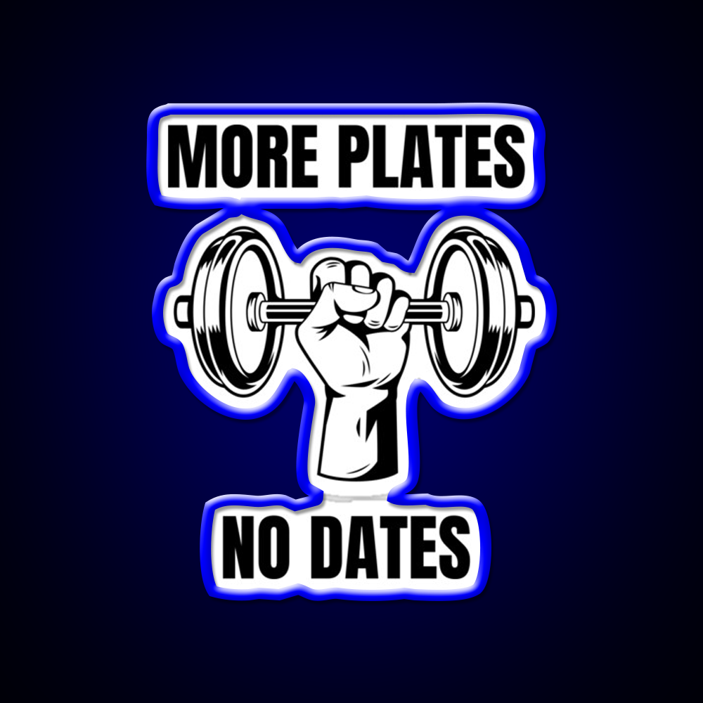 More Plates No Dates Gym Fitness Led Neon Sign Gym Room Sign Rgb Color