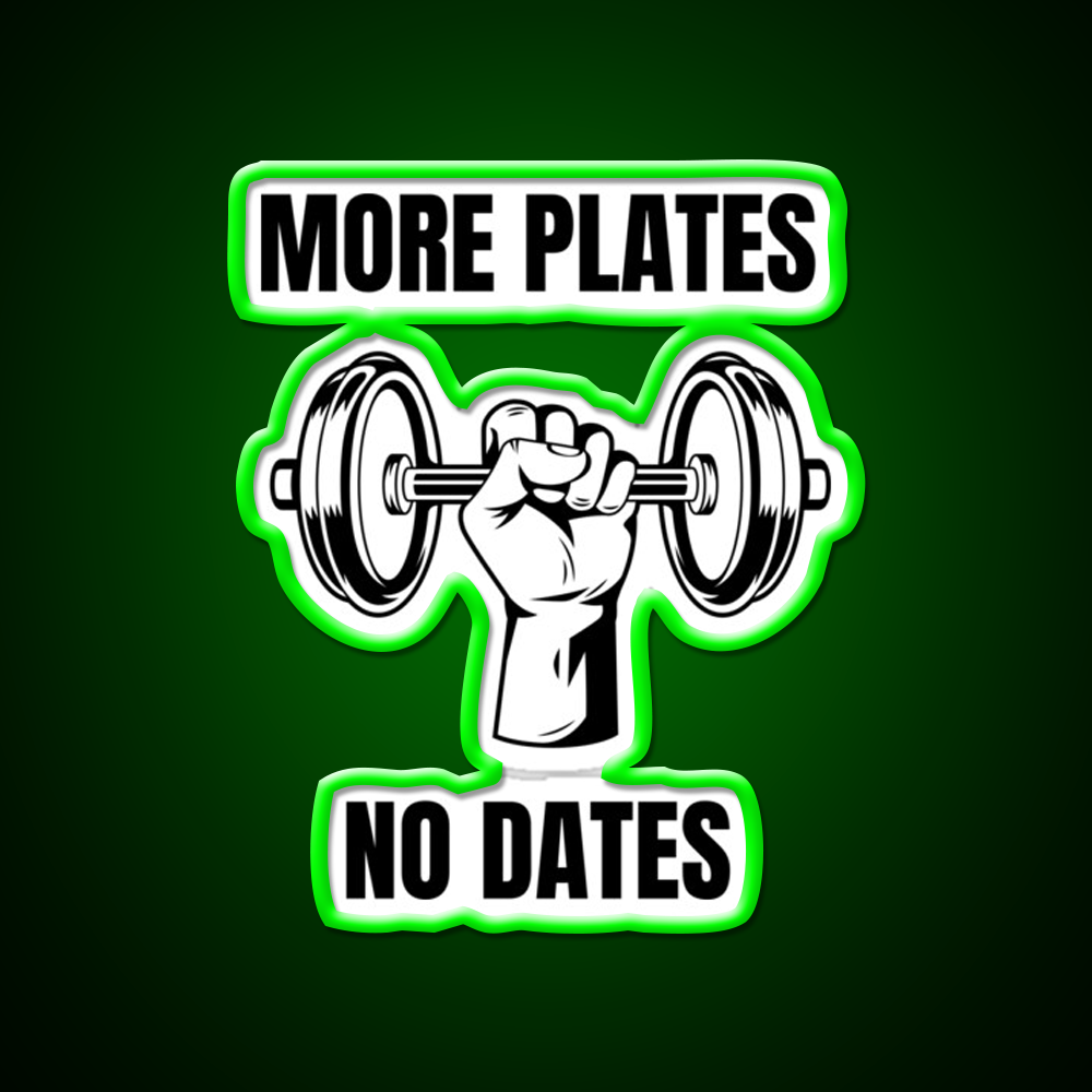 More Plates No Dates Gym Fitness Led Neon Sign Gym Room Sign Rgb Color