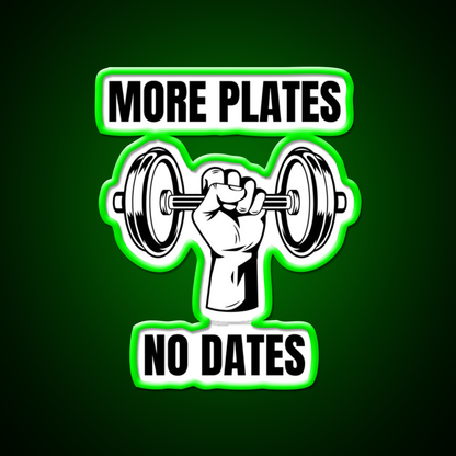 More Plates No Dates Gym Fitness Led Neon Sign Gym Room Sign Rgb Color