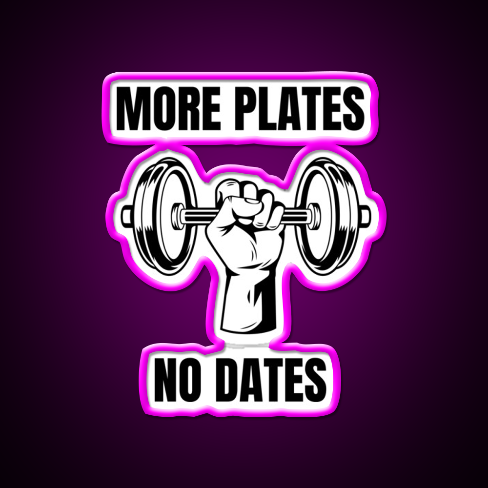 More Plates No Dates Gym Fitness Led Neon Sign Gym Room Sign Rgb Color