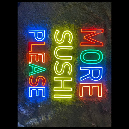 More Sushi Please Logo Restaurant Led Neon Sign Sushi Neon Led Sign | Shineneon