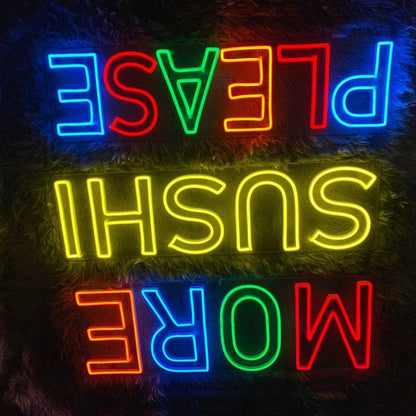More Sushi Please Logo Restaurant Led Neon Sign Sushi Neon Led Sign | Shineneon