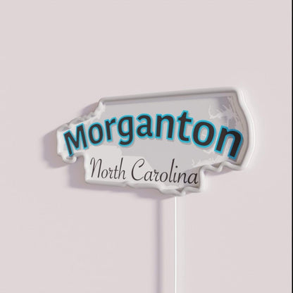 Morganton North Carolina Usa Rgb Led Neon Sign Bar Wall Decor - Neon sign mounted on wall in room