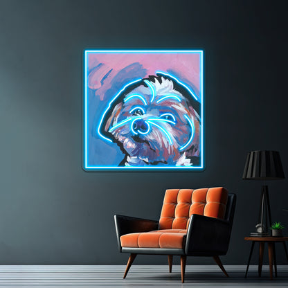 Morkie Maltese Yorkie Colorful Pop Dog Artwork Neon Wall Signs | Shineneon