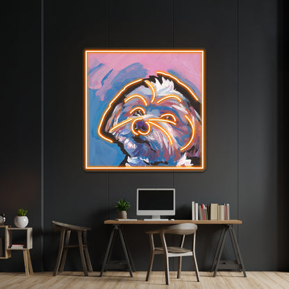 Morkie Maltese Yorkie Colorful Pop Dog Artwork Neon Wall Signs | Shineneon